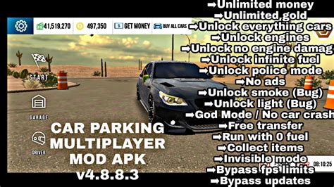Features. Realistic car controls and handling. Lots of different vehicles to try. Enjoy the game with friends and online gamers. Many driving and parking challenges. Have fun with the police mode. Easy and in-depth car upgrades. Various player skins to work with. Explore the open-world environments.